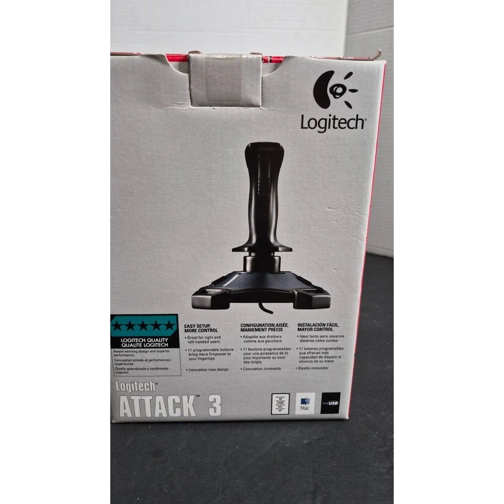 Logitech Attack 3 Joystick Programmable Weighted Base + 04 FLIGHT SIMULATOR CD'S